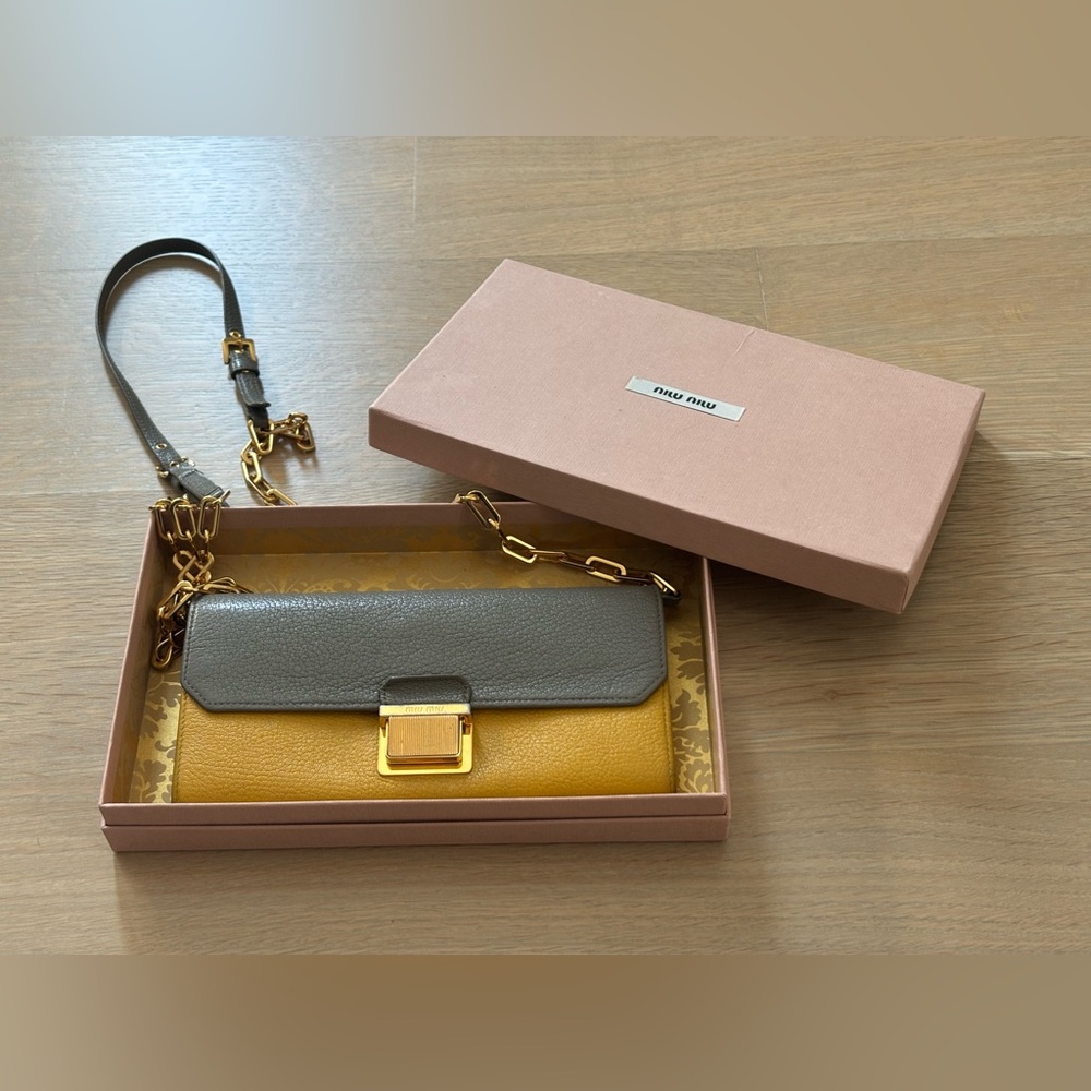 Miu Miu Yellow and Gray Crossbody Bag